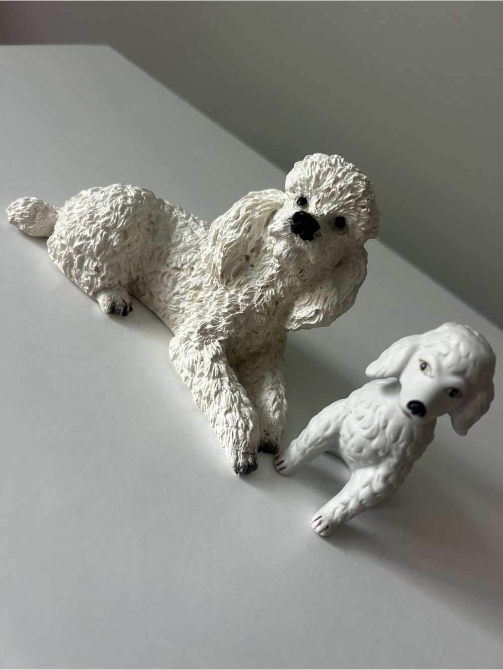 Bundle set of 2 Vintage White Poodle Figurines Decor